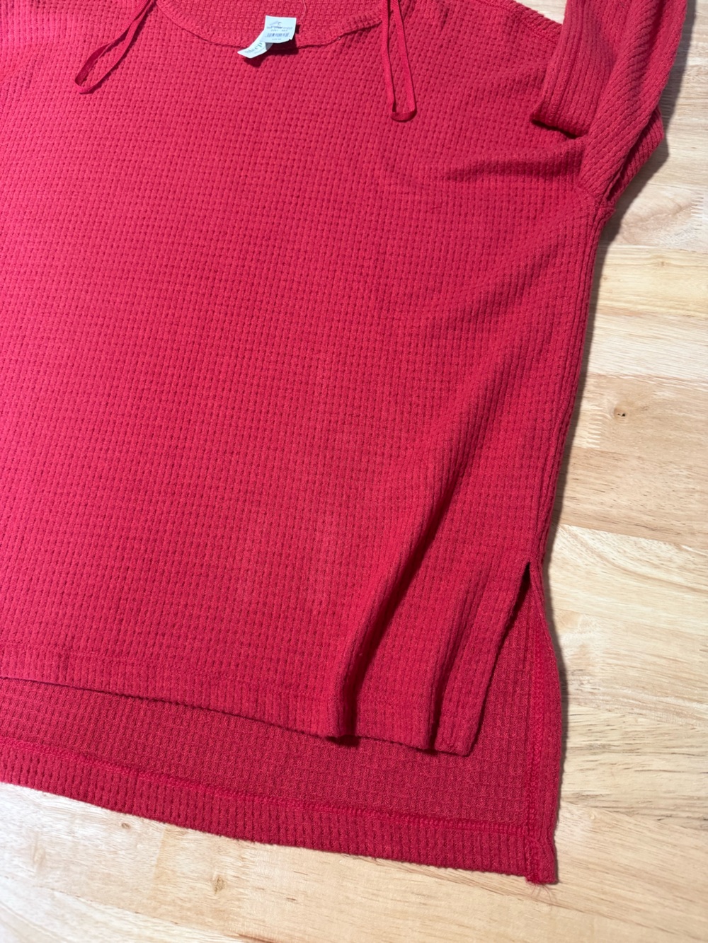 Aerie Women’s Waffle Knit Sleep Shirt NWT Red Long Sleeve Size M - Picture 3 of 6